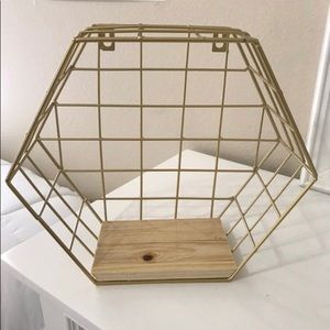 Gold grid wall shelf